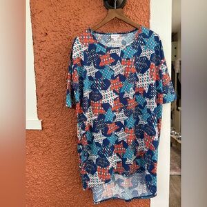 LuLaRoe Irma Top Americana Collection Extra Small New Red White Blue Popsicles